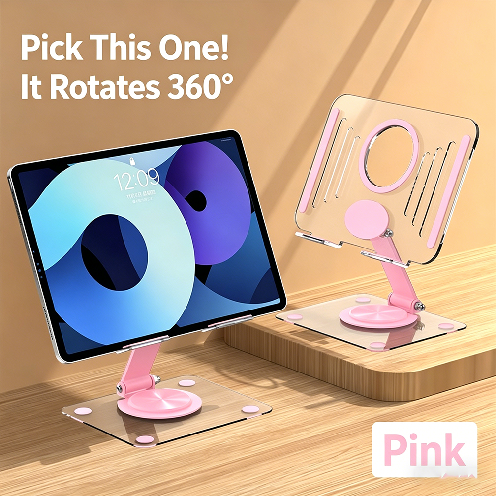 Tablet Stand Adjustable - Acrylic Rotation Foldable Tablet Phone Holder