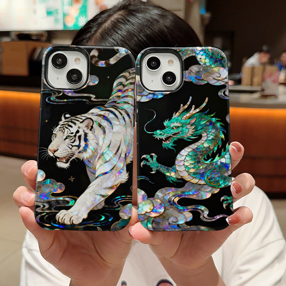Tablet And Accessories Case - Stylish Tiger Dragon Marble Texture Printed