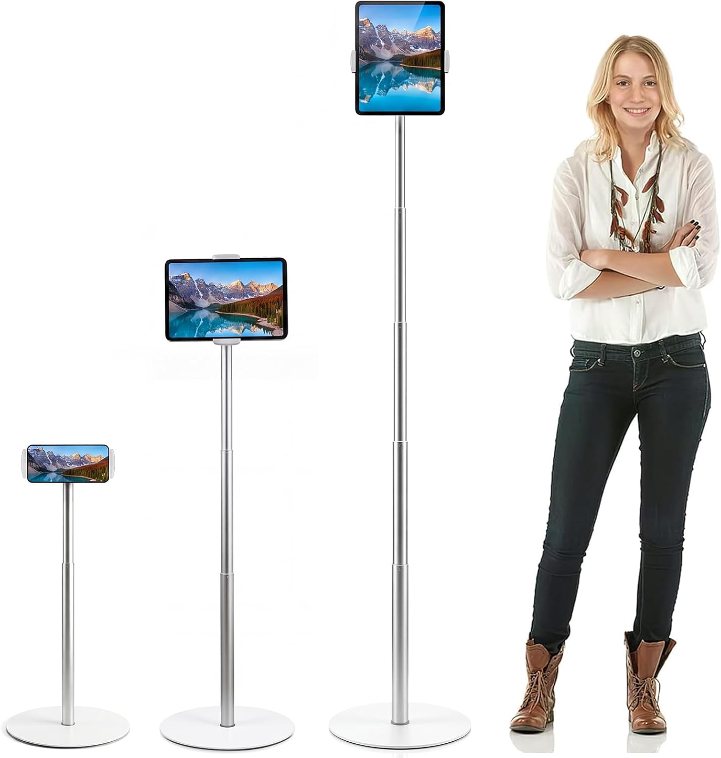 Tablet Stand Adjustable - Heavy-Duty iPad Floor Stand - 66.1
