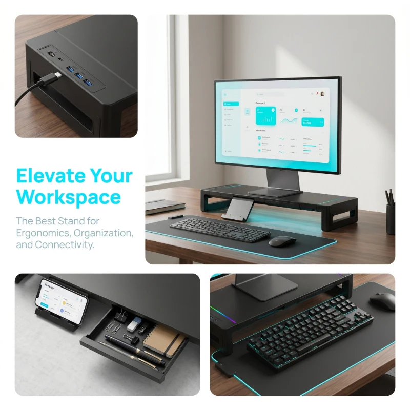 Monitor Stand Riser, With Fold - Tablet Stand Adjustable reseña y precio