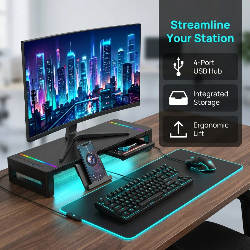Monitor Stand Riser, With Fold - Tablet Stand Adjustable reseña y precio