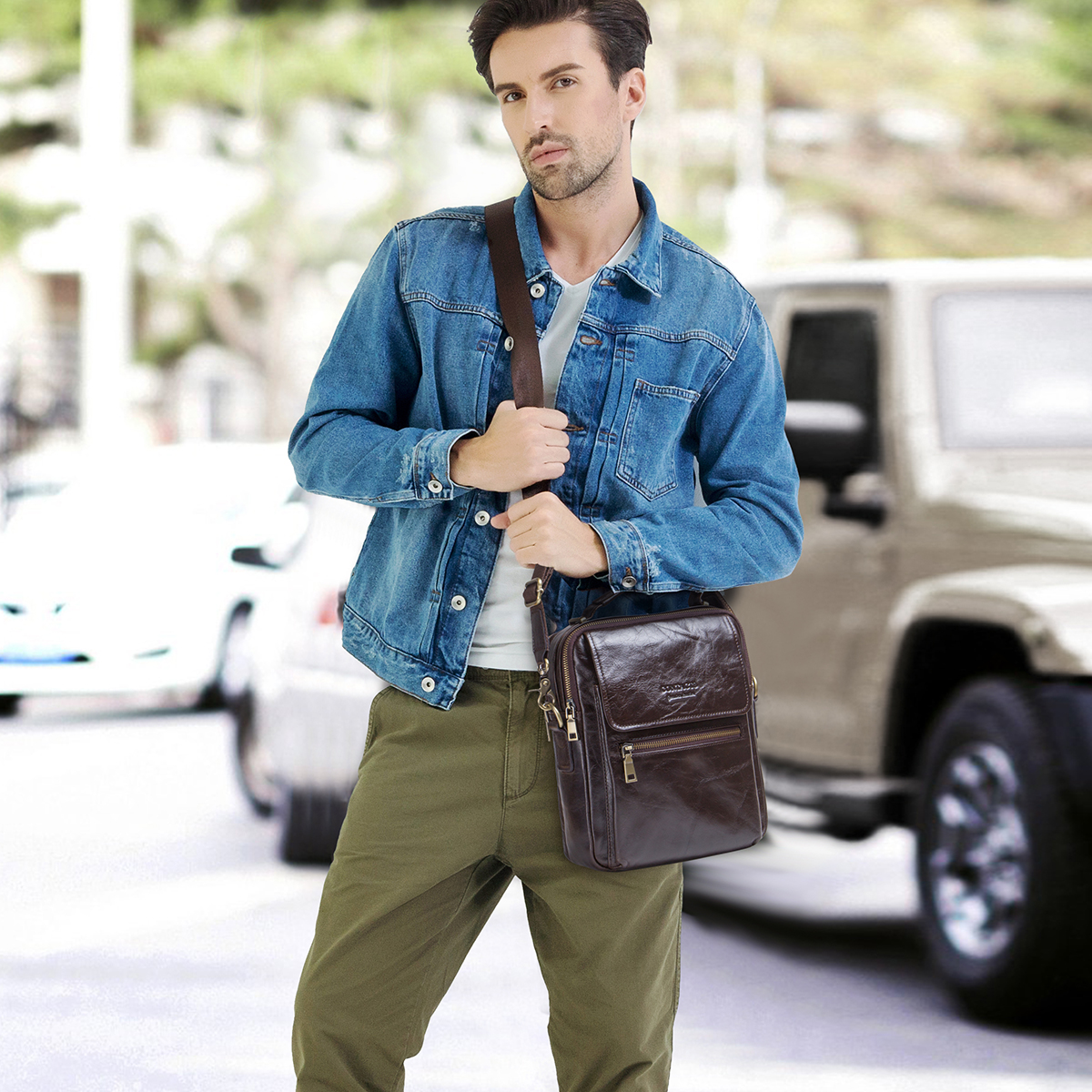 Genuine Leather Sling Shoulder - Tablet Shoulder Bag reseña y precio