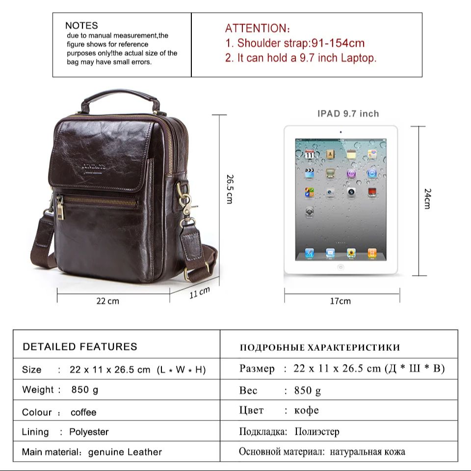 Genuine Leather Sling Shoulder - Tablet Shoulder Bag reseña y precio