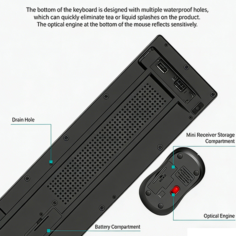 2.4GHz Wireless Keyboard Mouse - Tablet Accessories Set reseña y precio