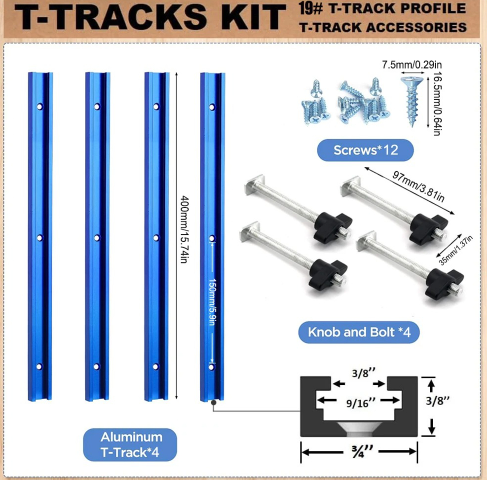 19# T-Track Kit for Router Tab - Tablet Accessories Set reseña y precio