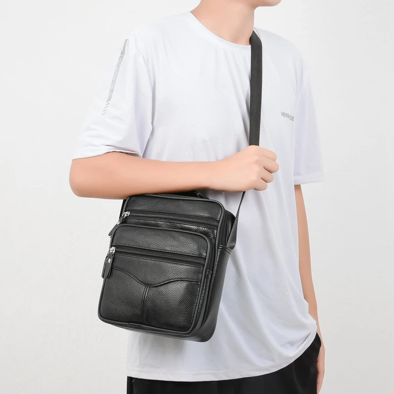 2025 Men's Bag Genuine Leather - Tablet Shoulder Bag reseña y precio
