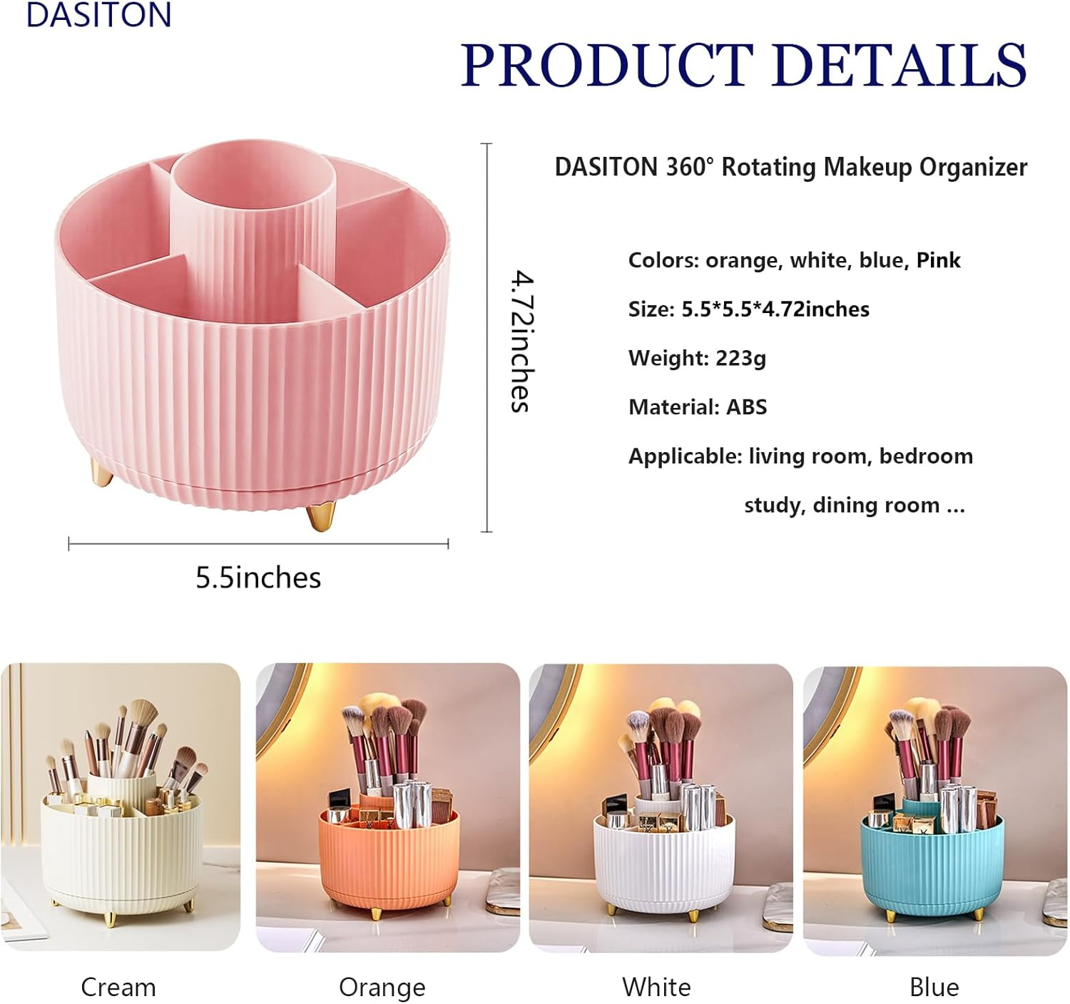 360° Rotating Makeup Tool Stor - Case With Pencil Holder reseña y precio