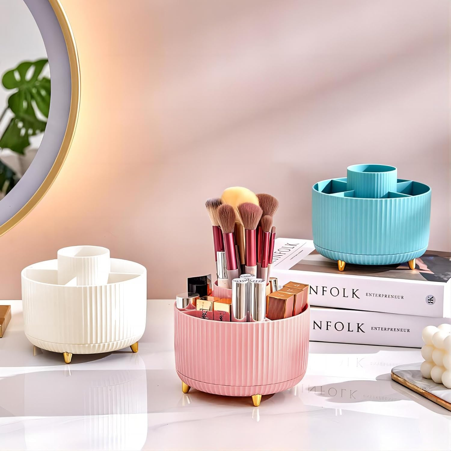 360° Rotating Makeup Tool Stor - Case With Pencil Holder reseña y precio