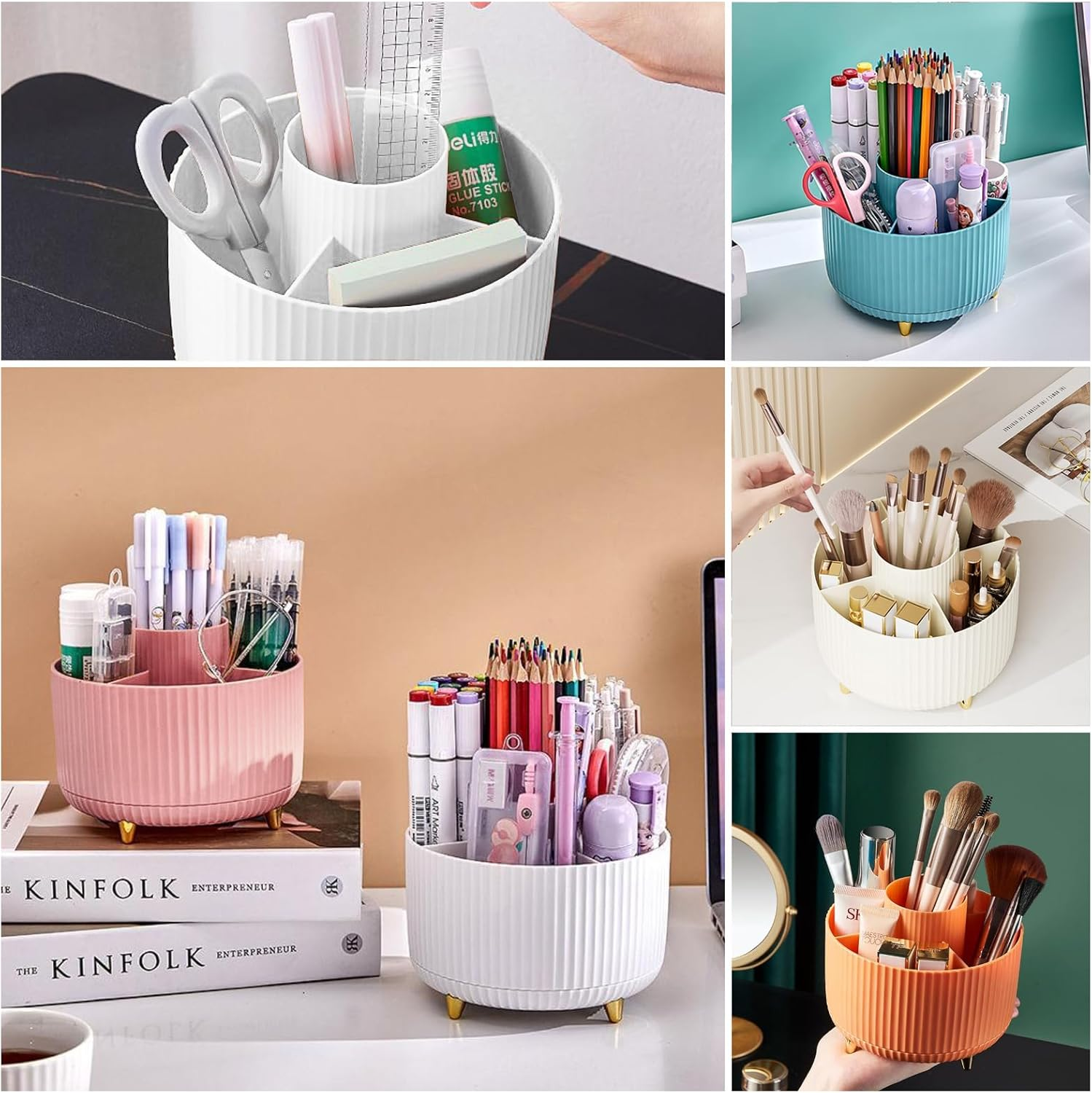 360° Rotating Makeup Tool Stor - Case With Pencil Holder reseña y precio