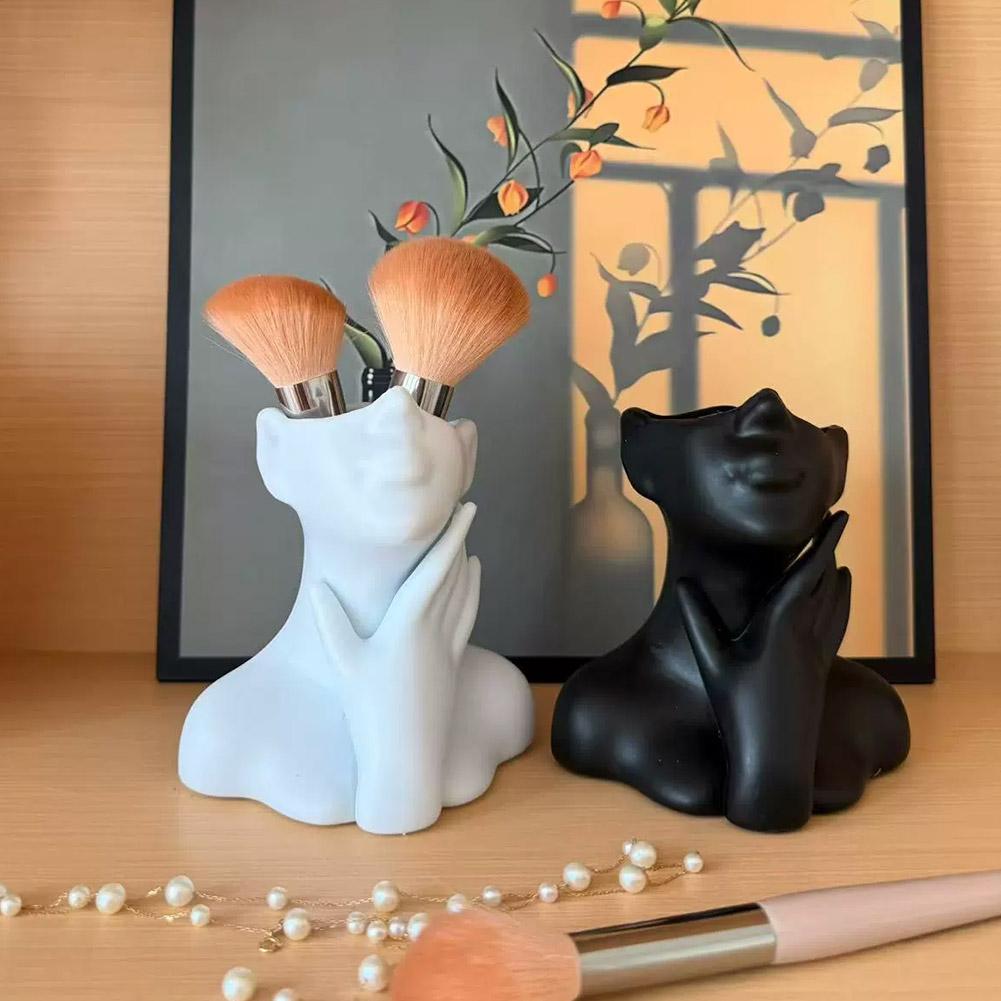 Female Bust Figurine Vase Make - Case With Pencil Holder reseña y precio