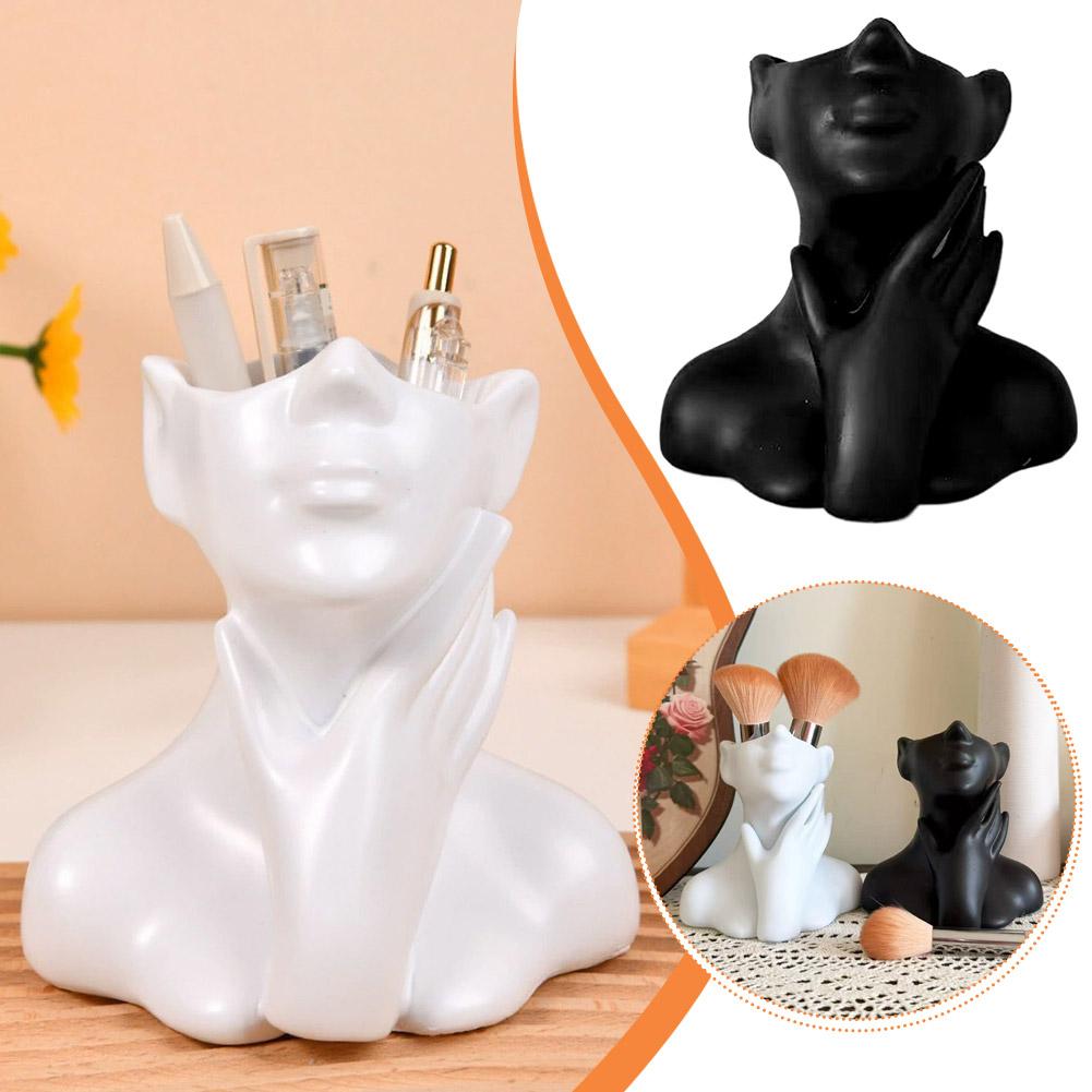Female Bust Figurine Vase Make - Case With Pencil Holder reseña y precio